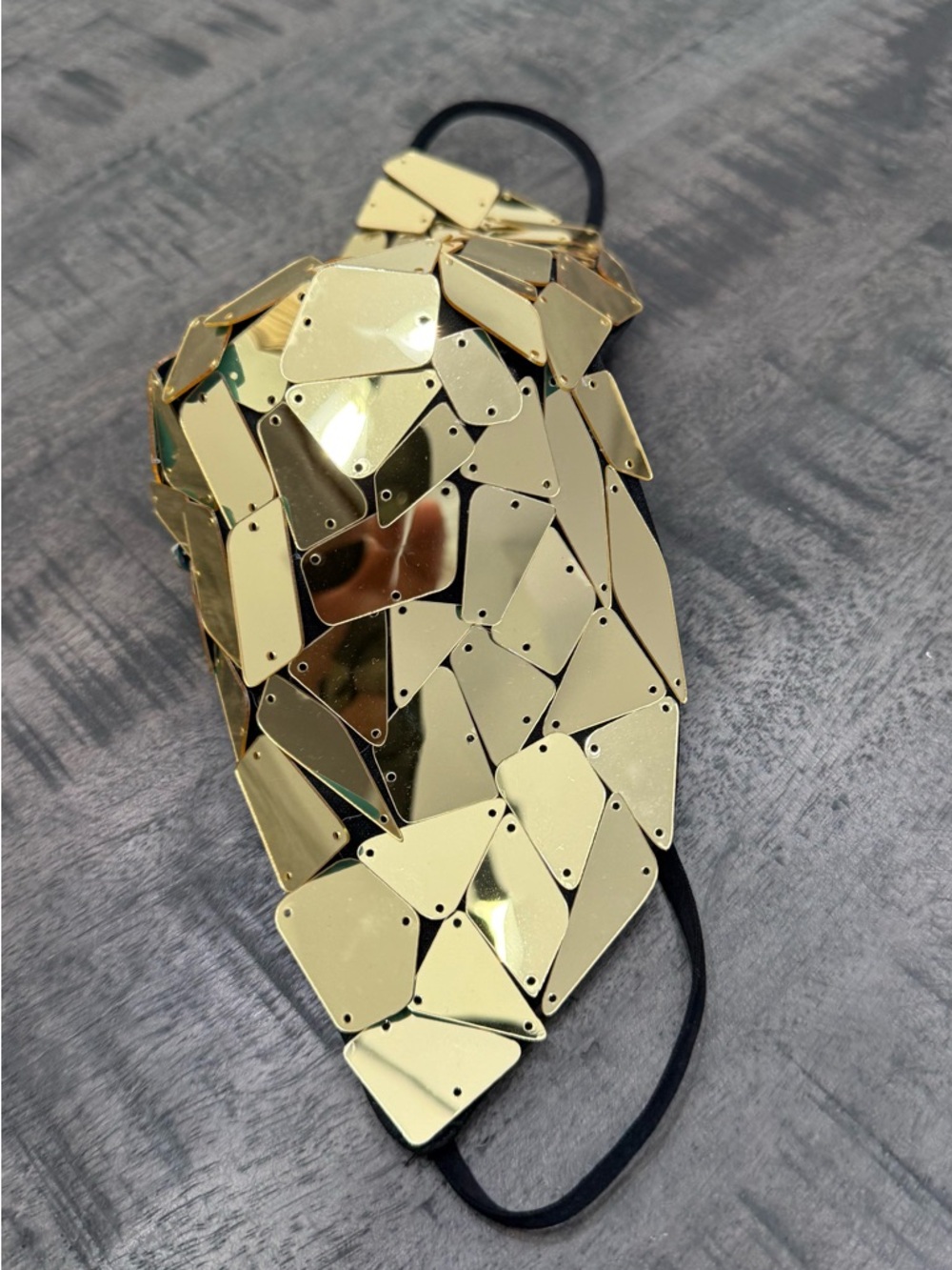 Gold Sequin Decorative Face Mask - Men Accessories